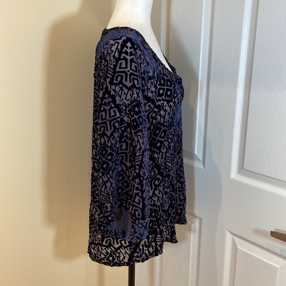 PJK PATTERSON J. KINCAID | Size L | purple sheer top with velvet design - Picture 4 of 9